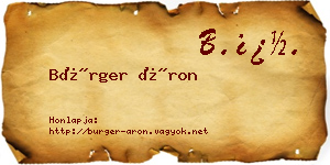 Bürger Áron névjegykártya